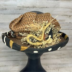 Gold Coast Sun Wear Hat Visor Women Tan Brown Brim Ponytail Updo Bohemian